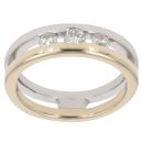 9ct Yellow And White Gold 0.40ct Brilliant Cut Diamond Trilogy Double Band Ring
