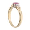 18ct Yellow Gold Ruby and 0.02ct Diamond Three Stone Ring