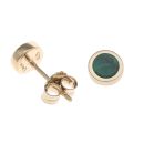 925 Sterling Silver Gold Plated Malachite Circular Stud Earrings