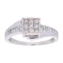 18ct White Gold 0.75ct Princess and Brilliant Cut Diamond Ring