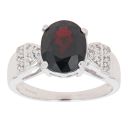 9ct White Gold Cubic Zirconia and Garnet Fancy Ring