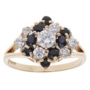 9ct Yellow Gold Sapphire And Cubic Zirconia Cluster Ring