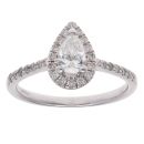 9ct White Gold 0.50ct Pear And Brilliant Cut Diamond Cluster Ring