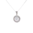 Silver Cubic Zirconia Cluster Pendant And Chain 18" By Icesia
