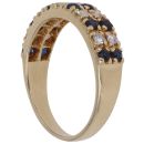 18ct Yellow Gold 0.20ct Diamond and Sapphire Two Rows Ring