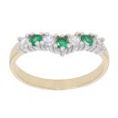 9ct Yellow Gold Cubic Zirconia and Green Gemstone Wishbone Ring