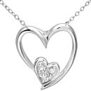 9ct White Gold Diamond Heart Pendant Necklace