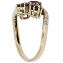9ct Yellow Gold 0.05ct Diamond, Garnet and Amethyst Ring