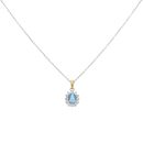18ct White Gold 0.25ct Brilliant Cut Diamond And Aquamarine Cluster Pendant And Chain 16"
