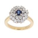 18ct Yellow Gold 1.20ct Diamond And Sapphire Cluster Ring