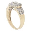 9ct Yellow Gold 0.80ct Brilliant and Baguette Cut Diamond Cluster Ring