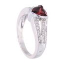 9ct White Gold Garnet and Diamond Triangular Ring