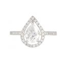 Sterling Silver Teardrop Halo Cubic Zirconia Ring