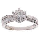 9ct White Gold 0.25ct Brilliant Cut Diamond Cluster Ring