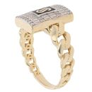 14ct Yellow Gold Monaco Classic Baguette and Brilliant Cut Cubic Zirconia Pave Signet Ring