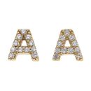 9ct Yellow Gold Personalised Block Cubic Zirconia Initial Earring Studs
