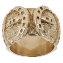 9ct Yellow Gold Patterned Double Buckle Ring