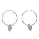 Silver Heart Drop Hoop Earrings by Icesia