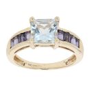 9ct Yellow Gold Aquamarine And Amethyst Dress Ring