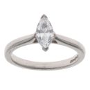 Platinum 0.45ct Marquise Cut Diamond Solitaire Ring