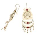 14ct Yellow Gold Red Gemstone Lion Drop Earrings