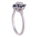 18ct White Gold Sapphire And 0.02ct Diamond Cluster Ring