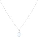 9ct White Gold 0.02ct Diamond and Blue Topaz Pendant and Chain 18"