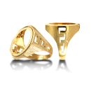 9ct Yellow Gold Octagonal ID Full Sovereign Ring Mount
