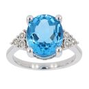 9ct White Gold 0.11cts Diamond And Topaz Ring