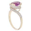 9ct Yellow Gold Amethyst And Cubic Zirconia Twist Ring