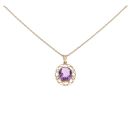 9ct Yellow Gold Amethyst Pendant And Chain 18"