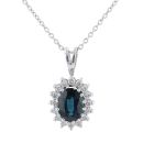 18ct White Gold Sapphire and 0.40ct Diamond Pendant and Chain 16"