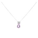 9ct White Gold Amethyst and 0.01ct Diamond Pendant and Chain 18"