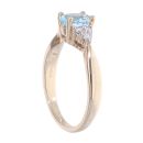 9ct Yellow Gold Created Blue Topaz And Diamond Stone Set Ring