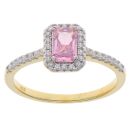 Gold Plated Silver Pink Gemstone And Cubic Zirconia Cluster Ring