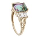 9ct Yellow Gold Mystic Topaz And Cubic Zirconia Three Stone Ring