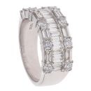 18ct White Gold 2.33ct Brilliant and Baguette Cut Diamond Fancy Three Row Ring