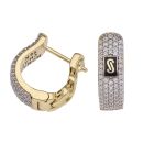 14ct Yellow Gold Monaco Classic Cubic Zirconia Pave Hoop Earrings