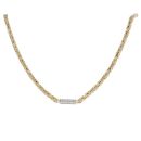 14ct Yellow and White Gold Cubic Zirconia Byzantine Bar Chain 22"