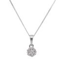 9ct White Gold 0.25ct Diamond Cluster Pendant and Curb Chain 18"