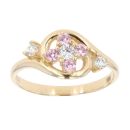 Children's 14ct Yellow Gold Pink Gemstone And Cubic Zirconia Ring