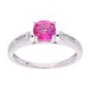 9ct White Gold Pink Sapphire and Diamond Circular Ring