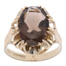 9ct Yellow Gold Smoky Quartz Single Stone Ring