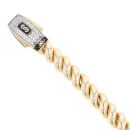 14ct Yellow Gold Monaco Loop Plain Pave Lock Bracelet 7.5"