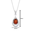 Sterling Silver Baltic Amber Teardrop Pendant Necklace