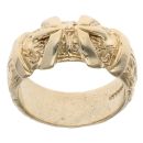 9ct Yellow Gold Patterned Double Buckle Ring