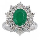 9ct White Gold 1ct Diamond And Emerald Cluster Ring