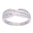 18ct White Gold 0.40ct Baguette Cut Diamond Crossover Ring