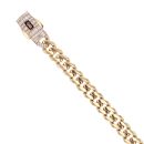 14ct Yellow Gold Monaco Classic Baguette Pave Lock Curb Bracelet 7"