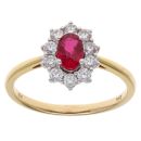18ct Yellow Gold 0.40ct Diamond And Ruby Cluster Ring